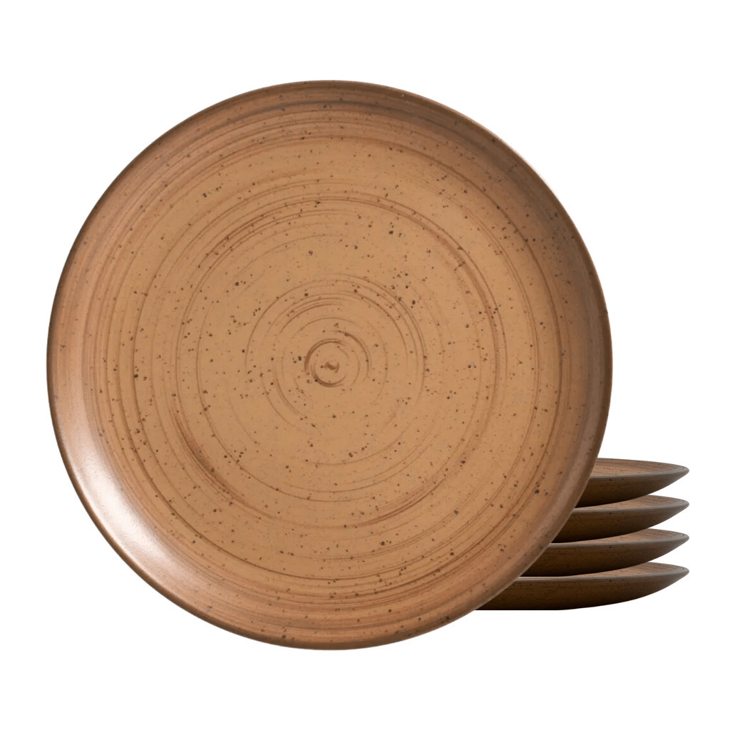 Jogo De Pratos Fundo Cerâmica Kit 4 Peças 25cm Kya Terracota Alleanza Rustico em Oferta na Shopee