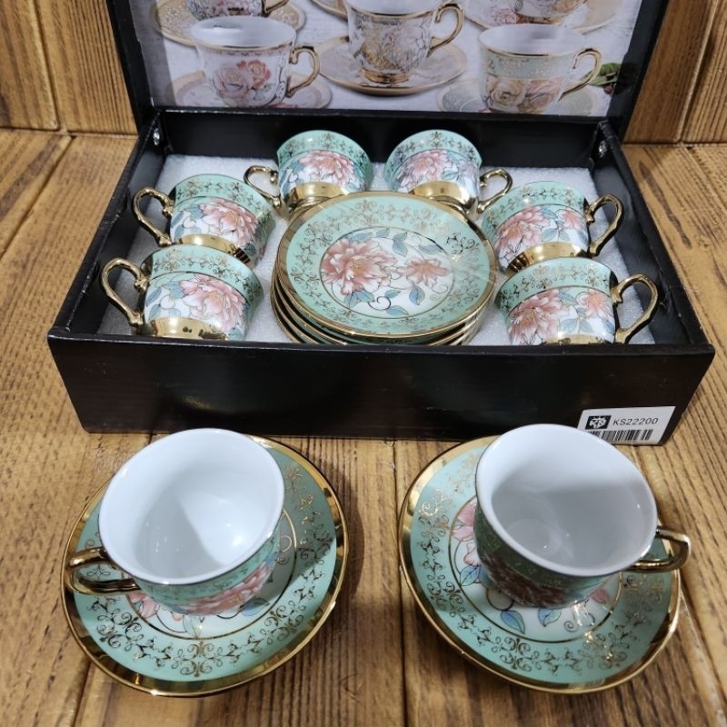 Xícara de café kit com 12 peças de Cerâmica em porcelana