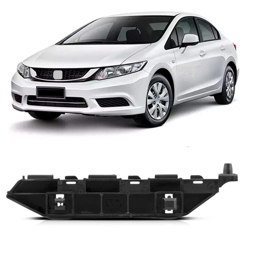 Guia Suporte Parachoque Dianteiro Civic 2012 2013 2014 2015 2016 Preto Lado Esquerdo