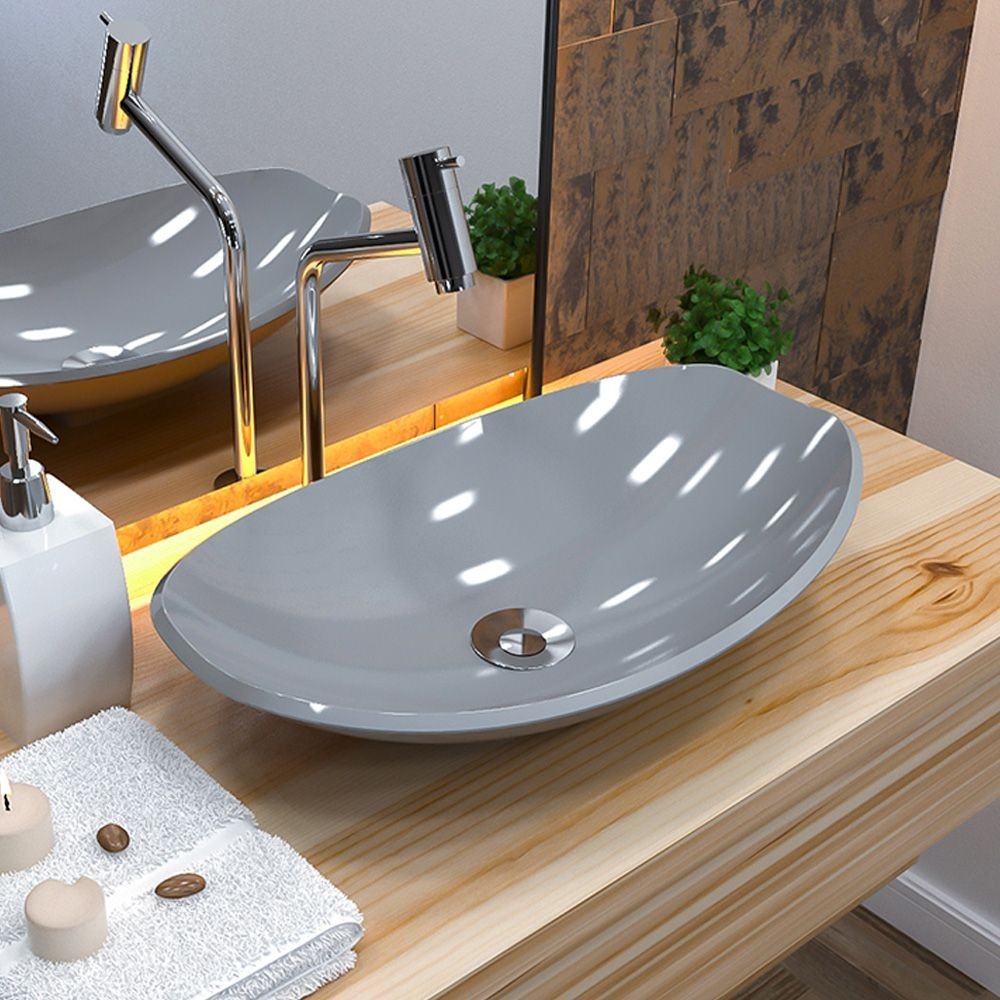 Cuba de Apoio Canoa C01 Para Banheiro Lux L45 Cinza - Lyam Decor em Oferta na Shopee