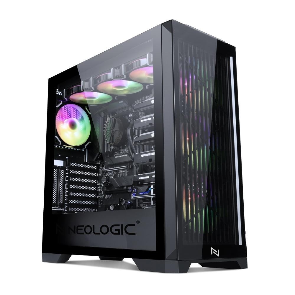 GABINETE GAMER NEOLOGIC TITAN, ATX, VIDRO TEMPERADO, COM 3 FANS RGB, PRETO - NLTITN