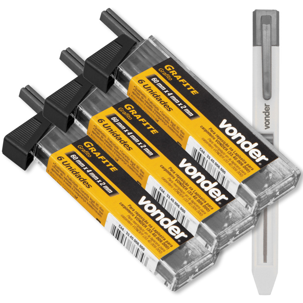 18 Und Grafite Para Lapiseira Carpinteiro Marceneiro Vonder em Oferta na Shopee