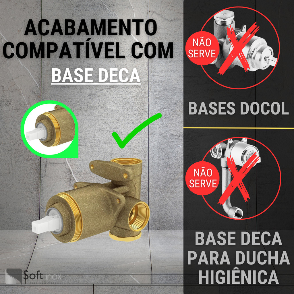Acabamento Para Registro Monocomando Chuveiro Quadrado Padrão Base Deca Em Metal Preto Fosco Luxo · foto 2