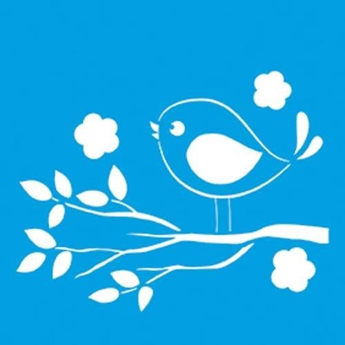 Stencil Litoarte  10 x 10 cm - ST-X-089 Pássaro Galho