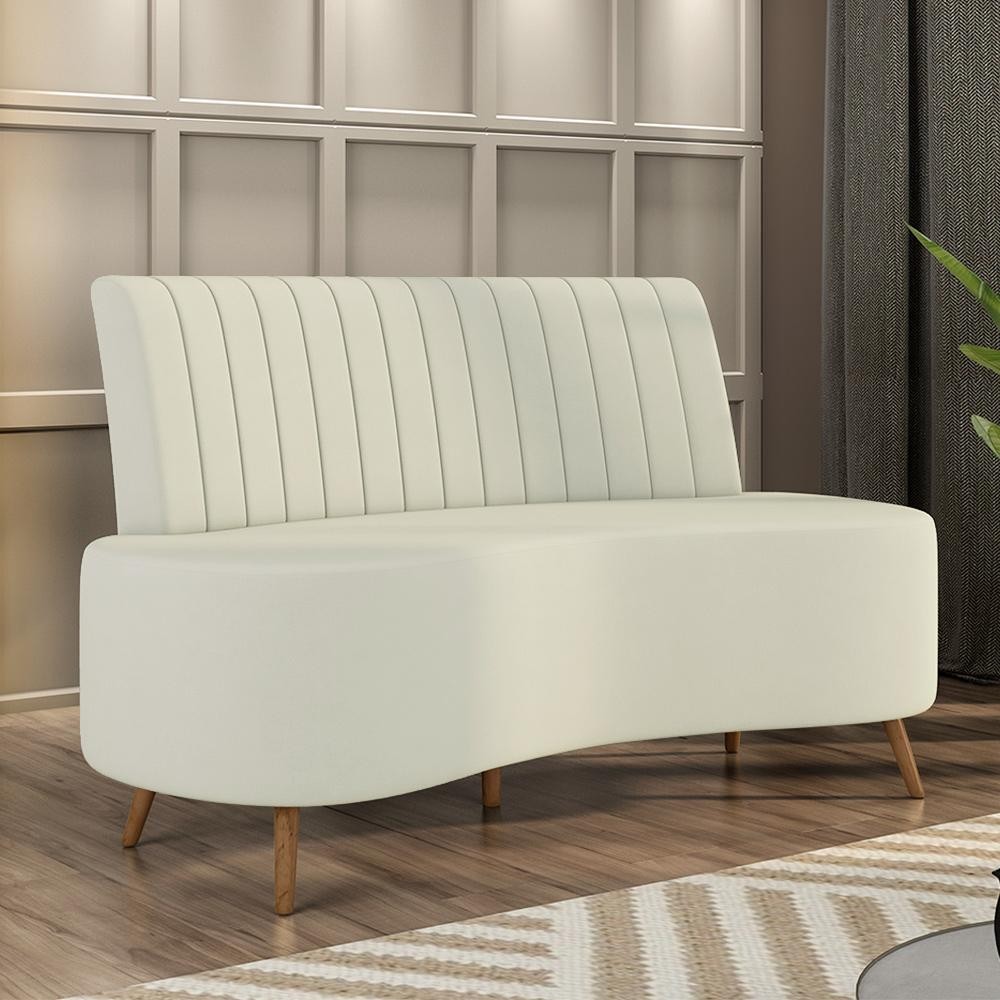 Sofá Living Decorativo 2 Lugares 1,35M Katara Bege Claro Veludo G33 - Gran Belo em Oferta na Shopee
