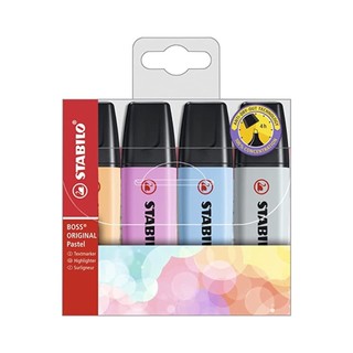 Marca-Texto Stabilo Boss Pastel Estojo com 4 Unidades Multicor em Oferta na Shopee