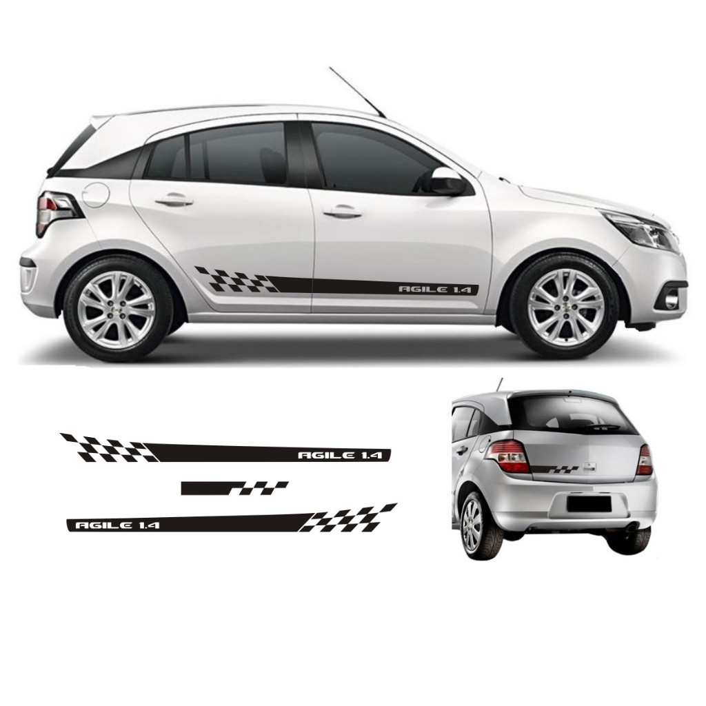 Adesivo Lateral Para Gm Agile 1.4 Faixa Ag1 E Traseira Ls Lt Ltz Tuning Esportivo