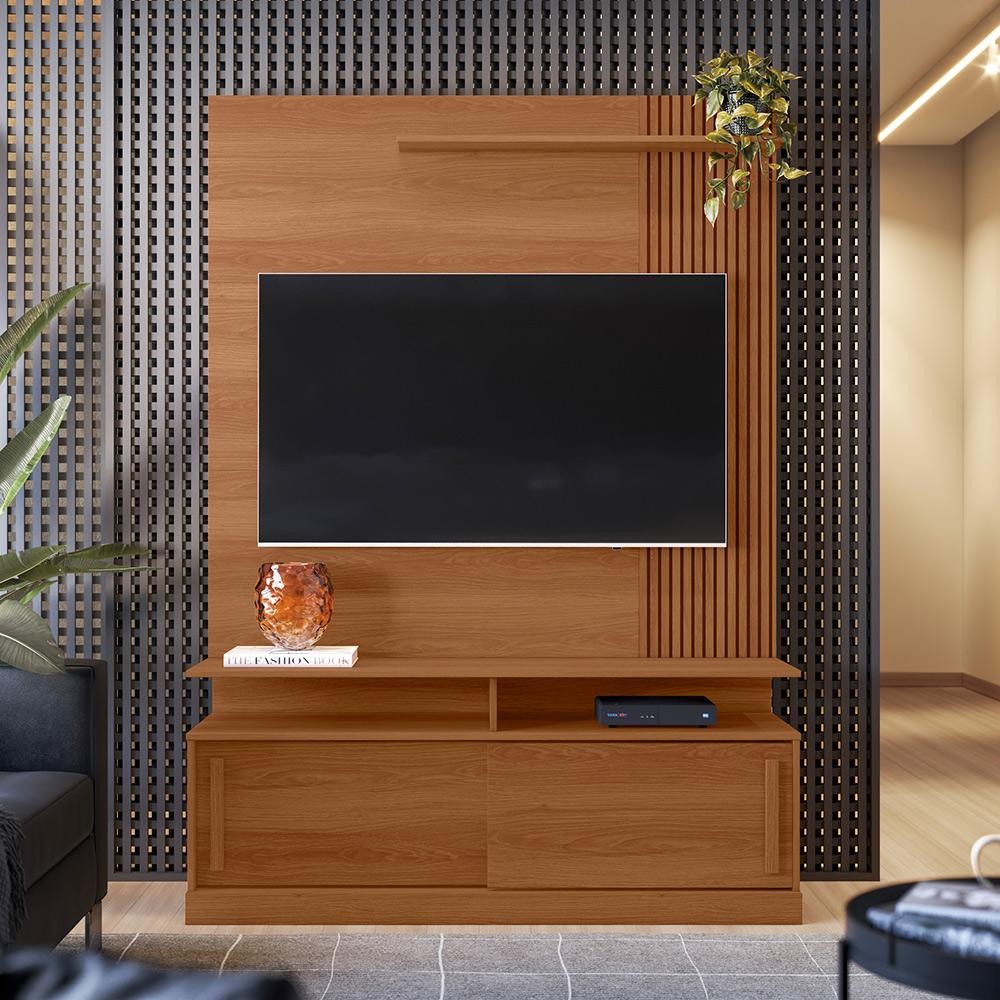 Rack de Apartamento Pequeno 136cm Lukaliam Móveis Chicago com Painel Jequitibá 60"