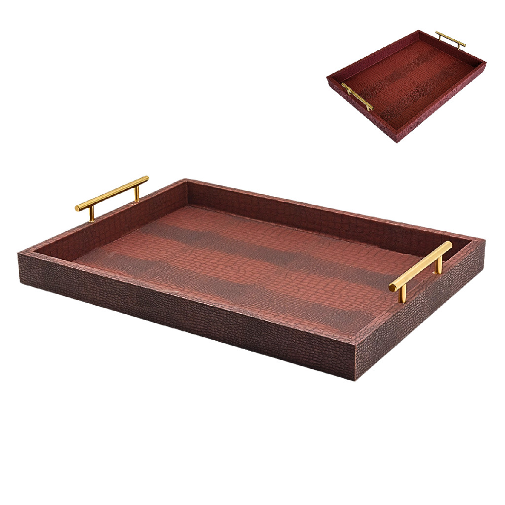 Bandeja Decorativa Organizadora c alça de metal servir café da manhã pães bolo chá petiscos lanche bancada mesa aparador