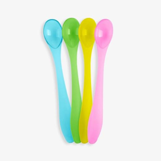 Kit 4 Colheres Infantil de Plástico Rainbow Kikkaboo