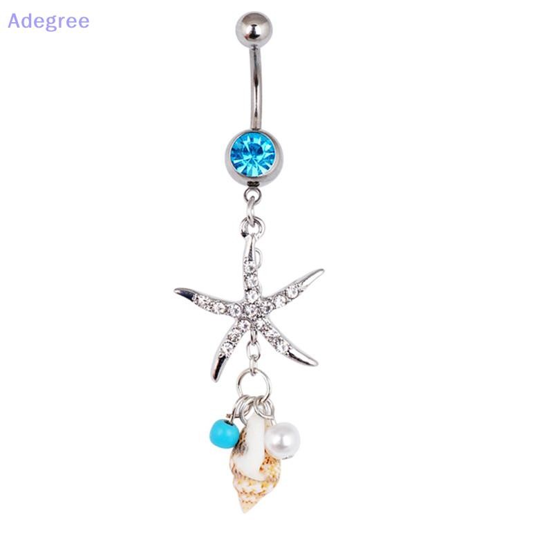 Adegree Moda Aço Cirúrgico Cristal Estrela Do Mar Concha Corpo Umbigo Piercing Barra Novo em Oferta na Shopee