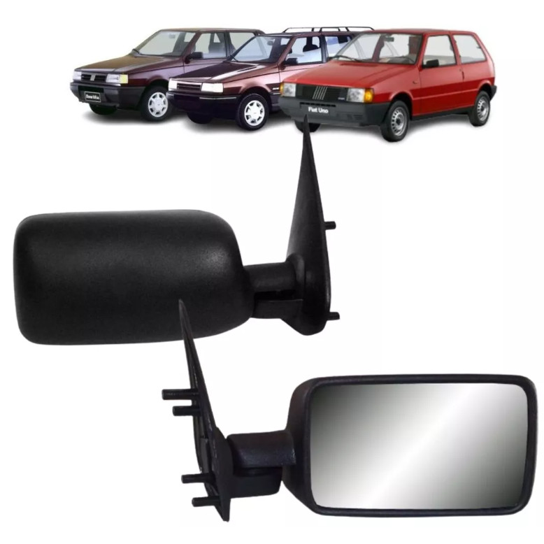 Retrovisor Uno 1985 A 2000 Preto Sem Controle 2 E 4 Portas