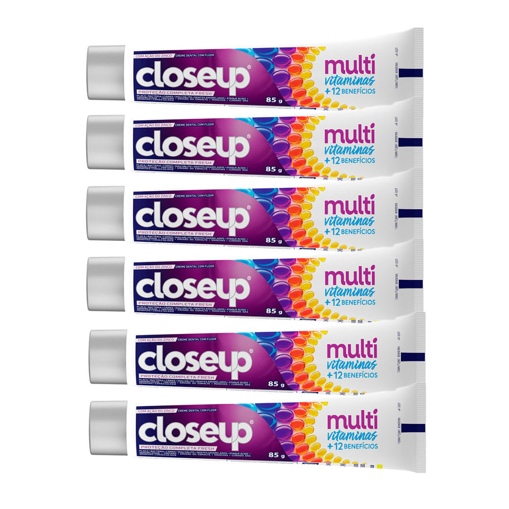 Kit 6 Creme Dental Closeup Multi Vitaminas +12 Benefícios Fresh 85g - Health