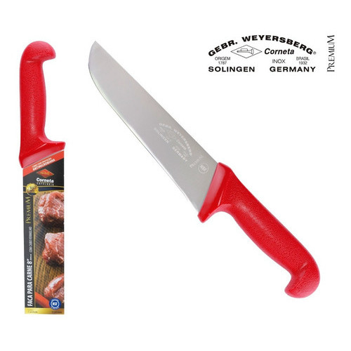Faca Carne Açougue Churrasco Profissional 8 Corneta Premium Cor Vermelha