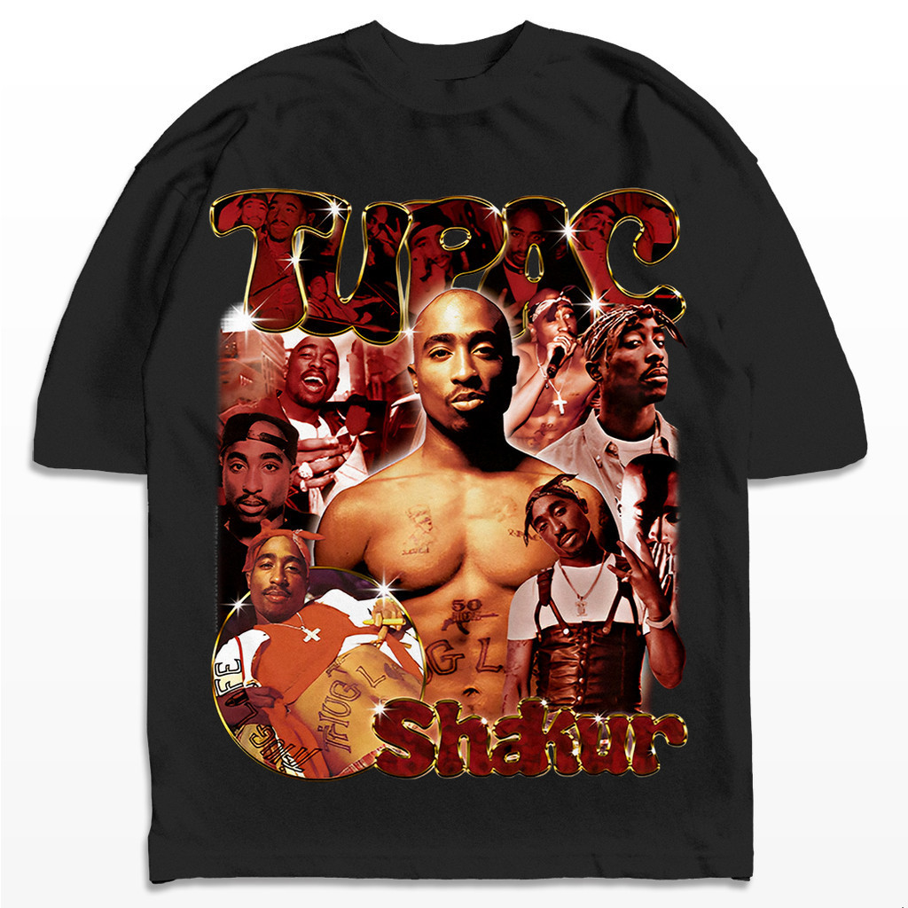 Camiseta Oversized Tupac Shakur 2Pac Rapper Real Gangsta Streetwear Camisa Unissex UNISSEX