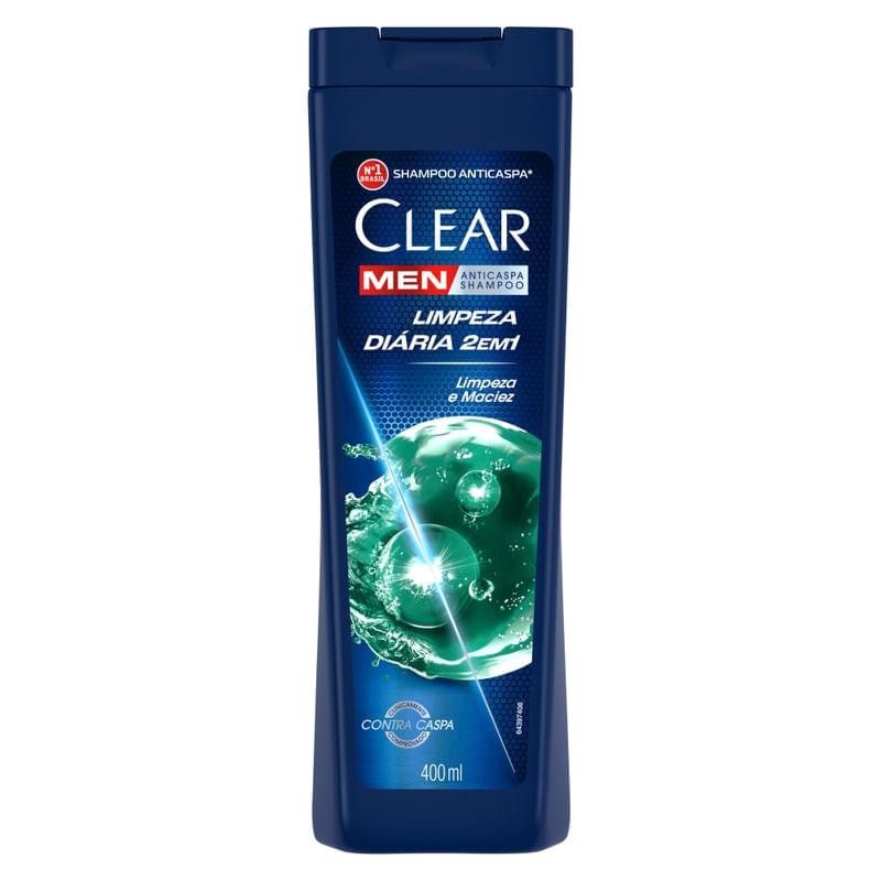 Shampoo Anticaspa Clear Men Limpeza Diária 2 em 1 400ml em Oferta na Shopee