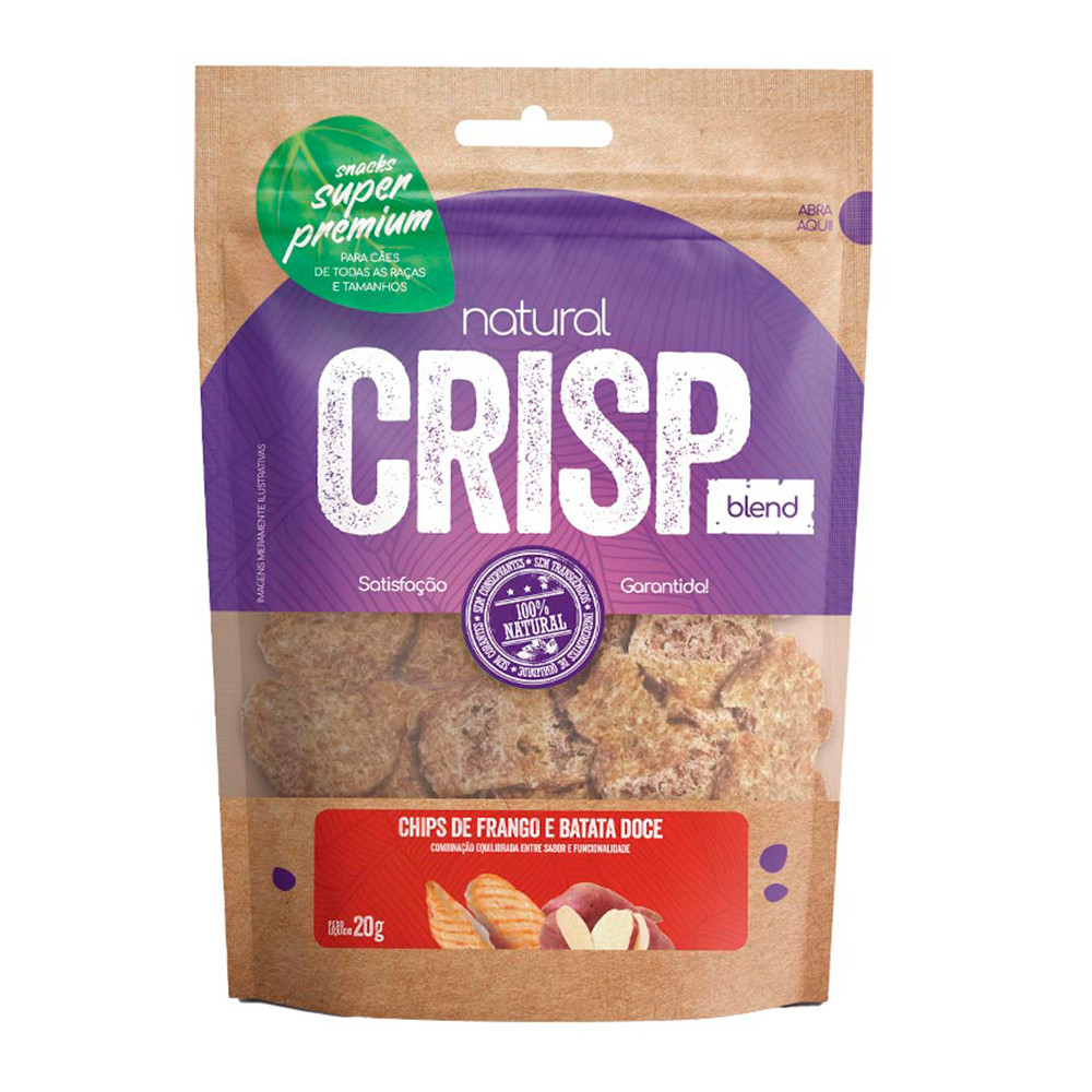 Petisco Snack Natural Crisp Blend Para Cães Chips Frango e Batata Doce 20g - Pets