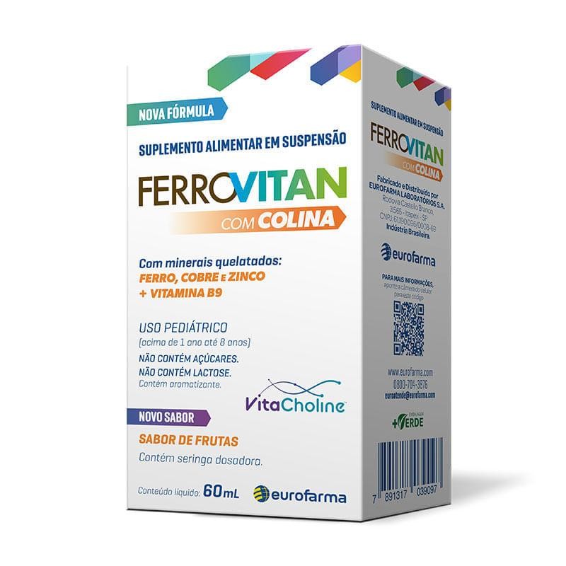 Suplemento Alimentar Infantil Ferrovitan Suspensão Oral Sabor Frutas 60ml + Seringa Dosadora