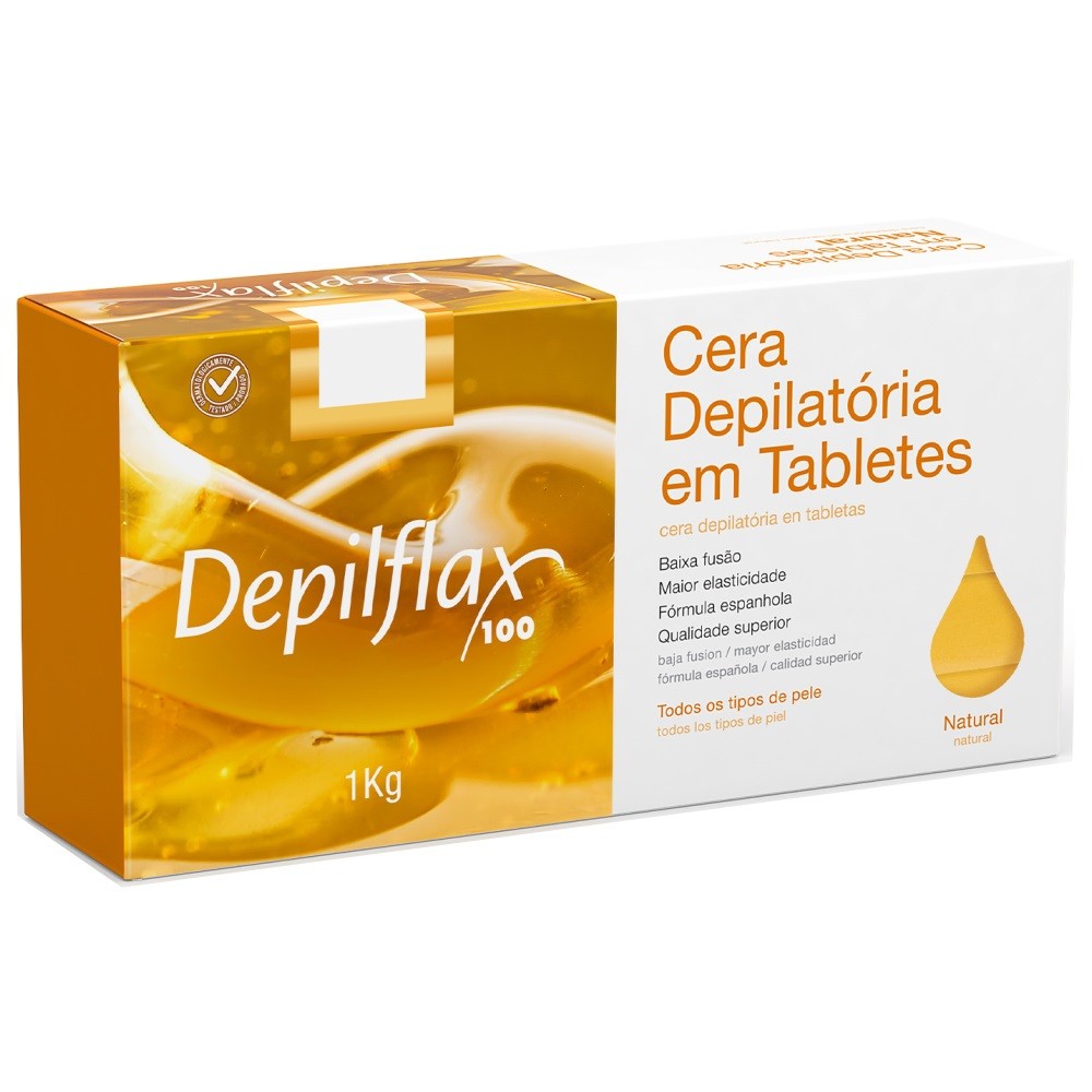 CERA QUENTE EM TABLETS 1KG NATURAL COM EXTRATOS DE MEL  DEPILAÇÃO DEPILFLAX