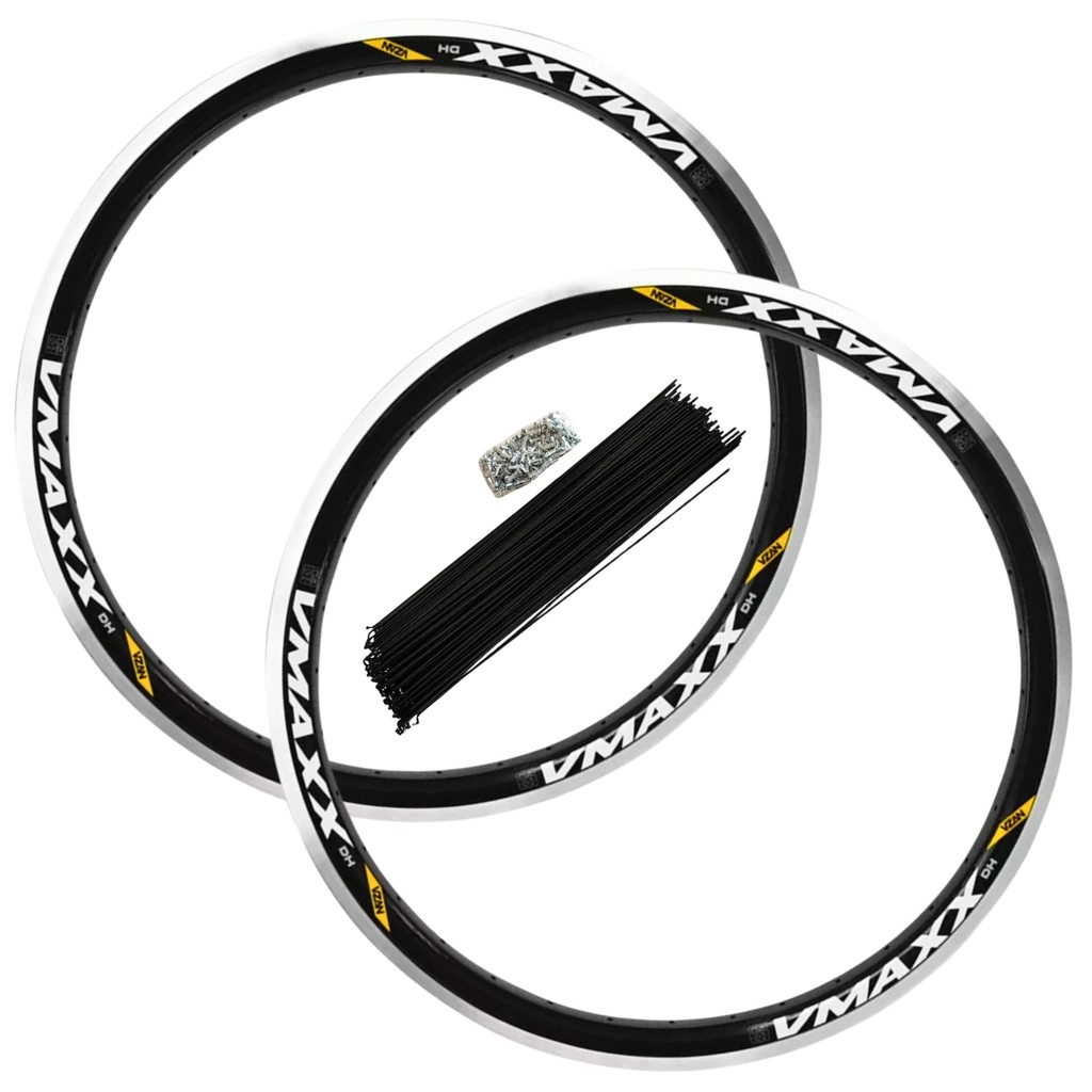 Kit Aro 26 Roda Vzan Vmaxx 36 Furos Preto Freio V-Brake Com Raio Grosso E Niples