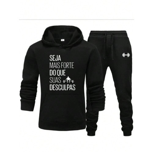Conjunto Moletom Frases Motivacionais  Blusa e Calça Academia Treino Musculação  moda  outono/inverno lançamento casual