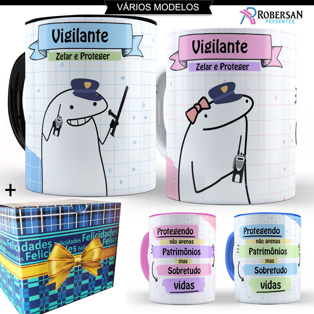 Caneca Vigilante Segurança Privada Personalizada Porcelana  Flork Meme Engraçada Vigilante