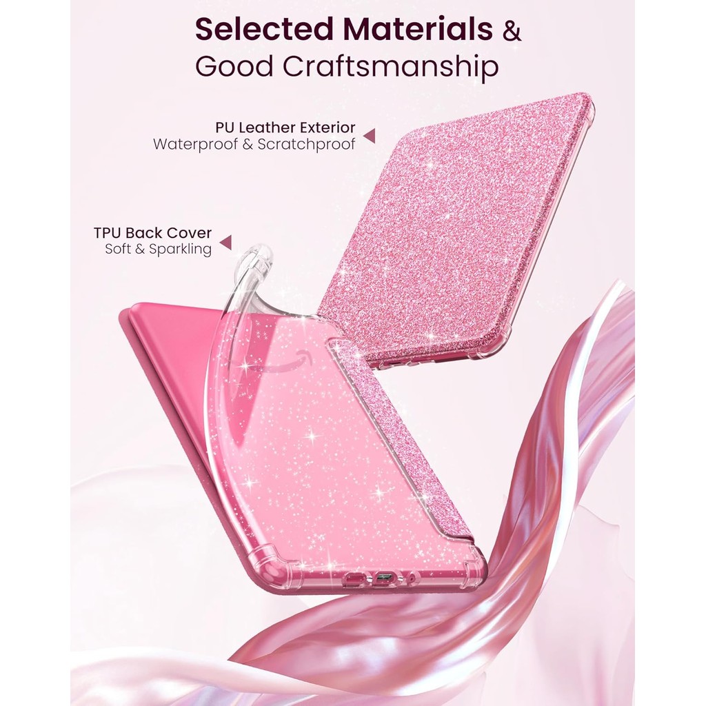 Capa Protetora MoKo Flexível Clear Glitter TPU Com Auto Wake/Sleep Para Todos Os Novos Kindle Paperwhite De 7 " 2024 12a