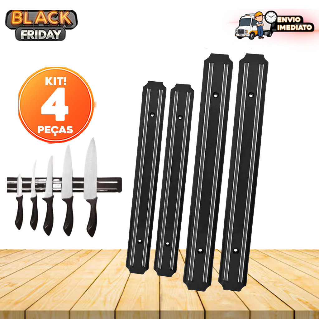 Kit 04 Barras Imã Magnéticas para Facas e Ferramentas – Suporte de 55 e 33 cm para Casa e Restaurante