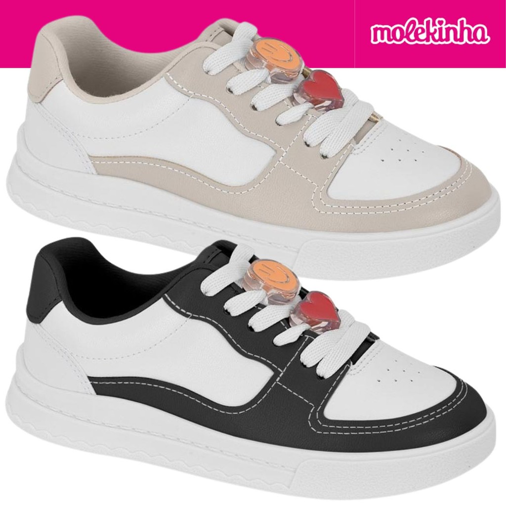 Tenis Infantil Molekinha Menina Miçangas Estiloso em Oferta na Shopee