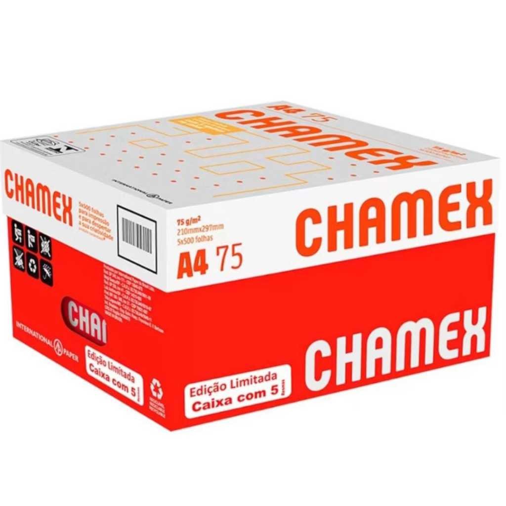 Chamex 2500 Folhas Papel sulfite A4 75g 210x297 Pacotes em Oferta na Shopee