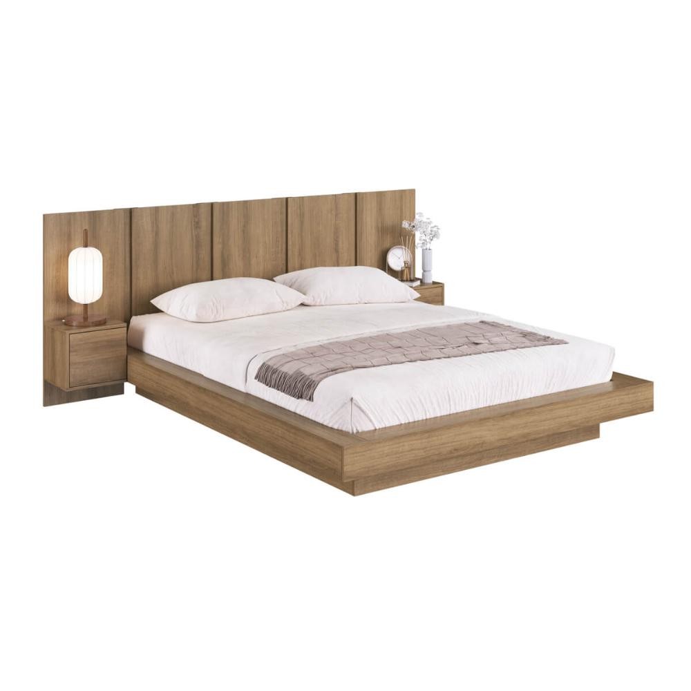 Cama Suspensa Casal Queen com Cabeceira e 2 Mesas de Cabeceira CJ075 200cm Mel - Art In Móveis em Oferta na Shopee