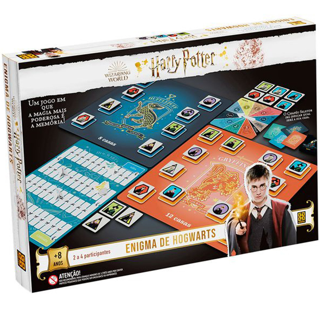 Jogo Tabuleiro Grifinória Lufa-Lufa Sonserina e Corvinal Cartas Interativo E Divertido Grow