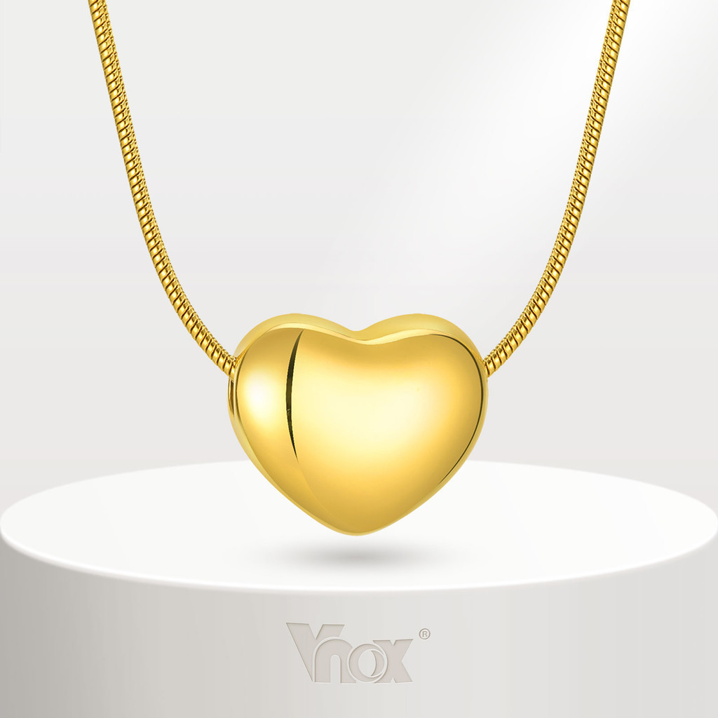 Vnox Cute Chain Star Heart Pendant Necklace Para Menina Feminina , 18K Gold Aço Inoxidável Simples Cobra Redonda Chian Jewelry