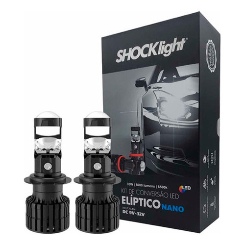 KIT ELIPTICO SUPER LED NANO H7 5000 LUMENS 12V 6500K SHOCKLIGHT em Oferta na Shopee
