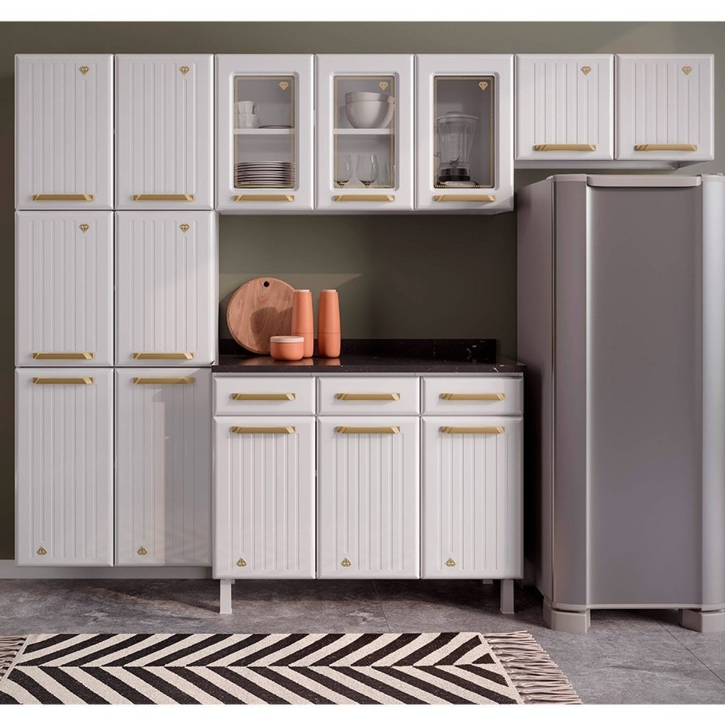 Cozinha de Aço Compacta com Vidro 4 Peças Diamante - Home & Living