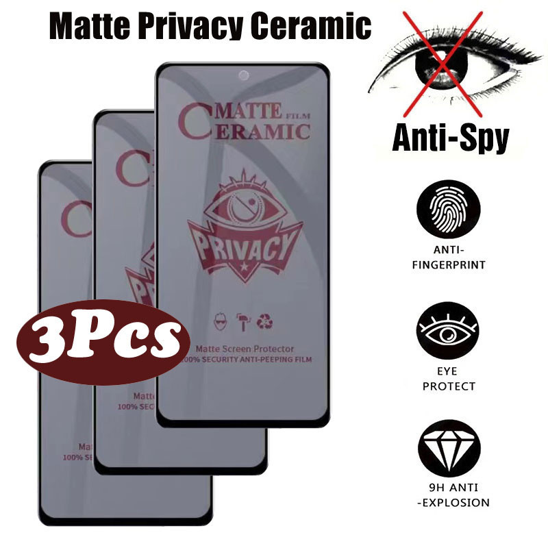 3-1 PCS Para OPPO Reno 11F F25 Pro A79 A59 A18 A38 A58 A78 A98 A57 A77S 8T 4G 5G Protetor De Tela De Cerâmica Fosca Anti-Espionagem De Cobertura Total Película Protetora Macia