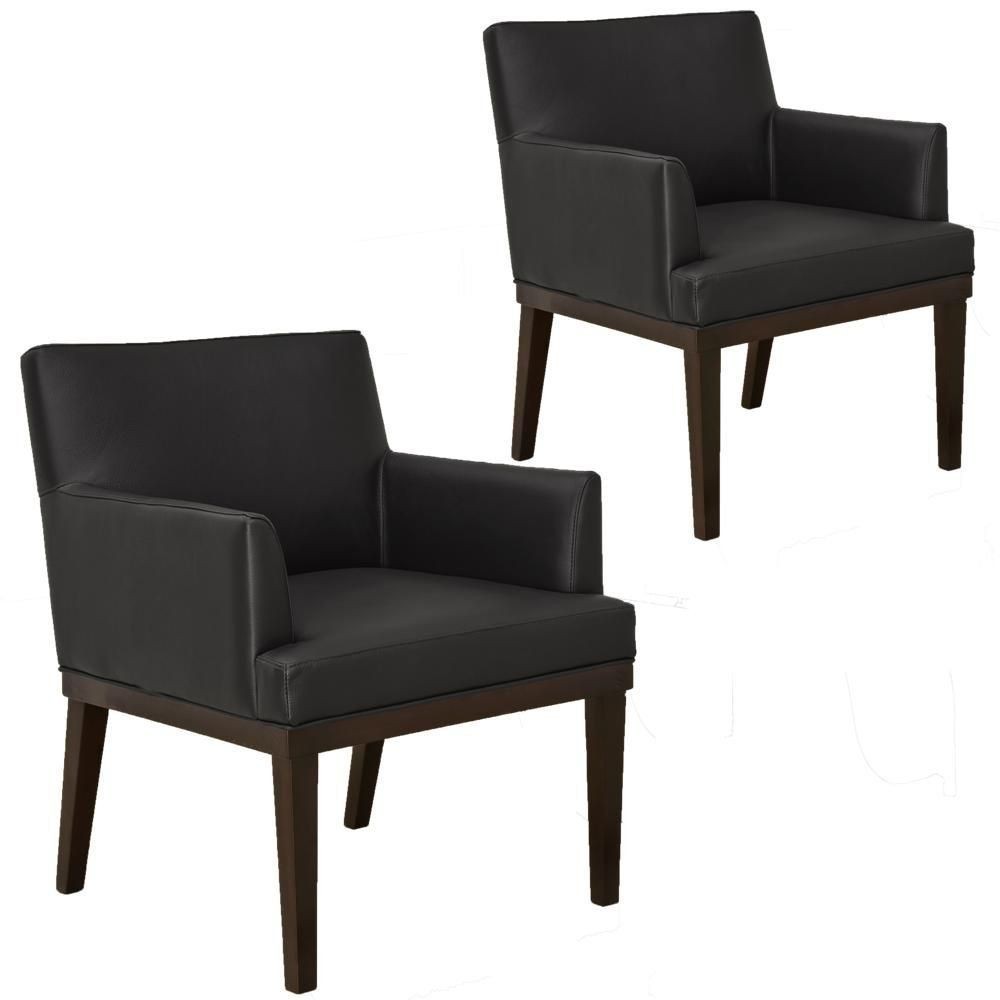 Kit 02 Poltronas Decorativas Para Sala de Estar e Recepção Beatriz W01 Corino Preto - Lyam Decor em Oferta na Shopee