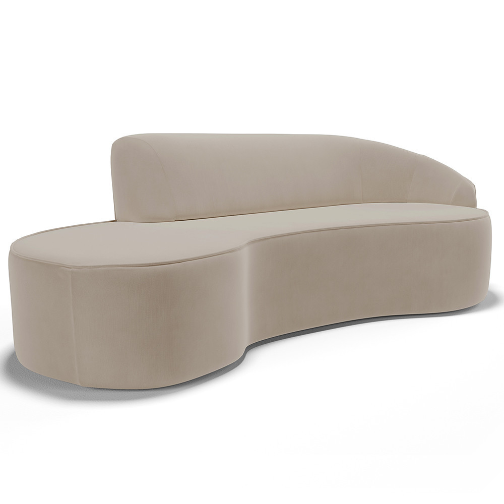 Sofá 3 Lugares Curvo Sala de Estar Living Firenze Direito D02 Veludo Champagne 180 cm C-68 - Lyam - Home & Living