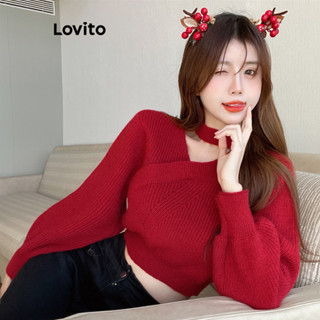 Lovito Top Casual De Malha Assimétrica Com Corte Liso Para Mulheres LNA43053
