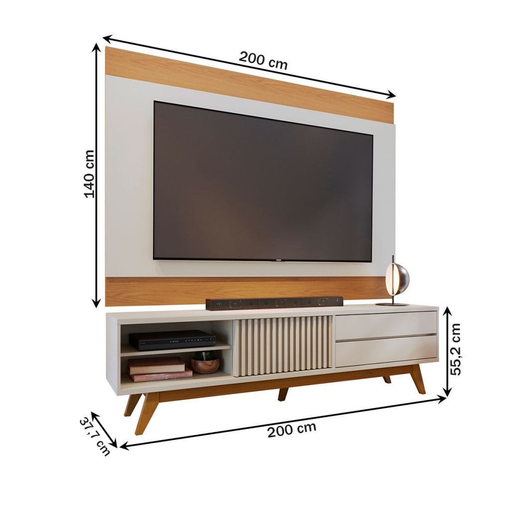Detalhes do Rack com Painel para TV Até 75 Polegadas Veneza 1 Porta 2 Gavetas