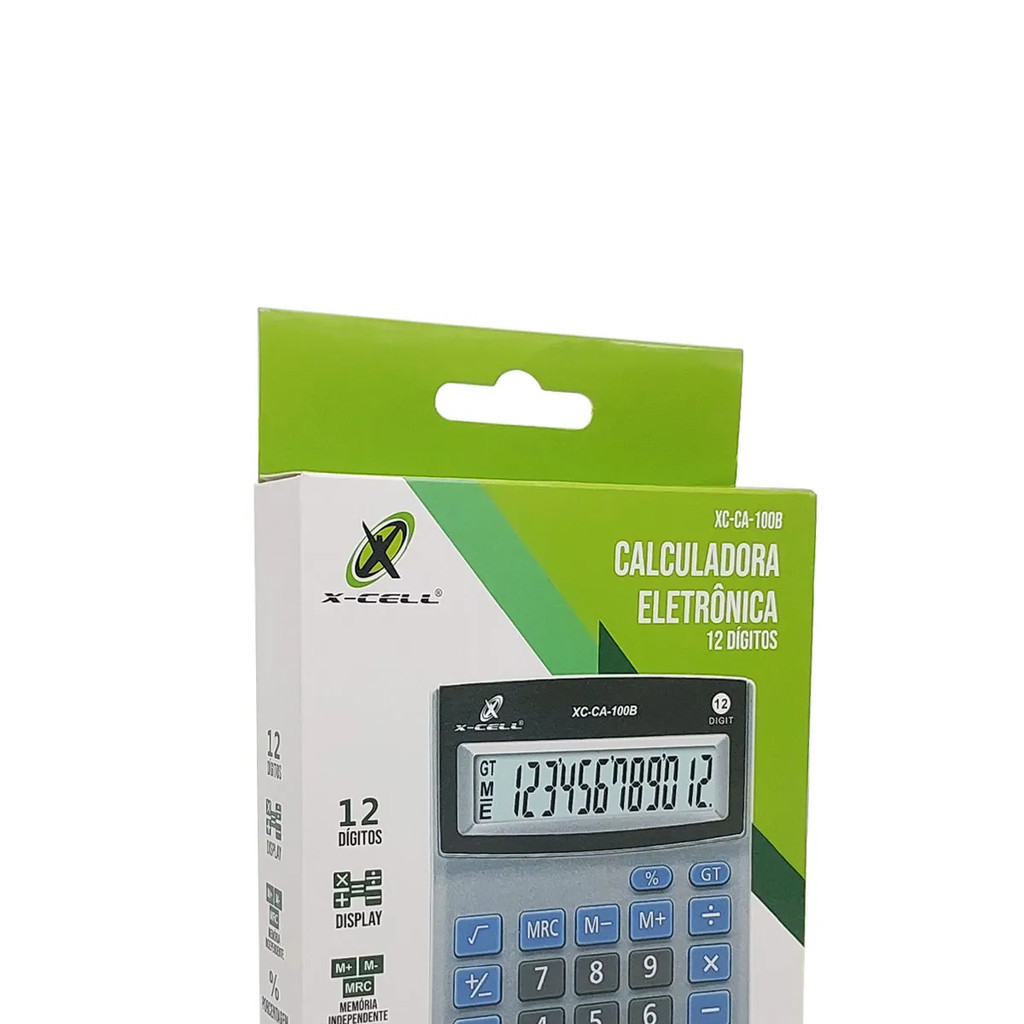 Calculadora Eletrônica X-cell, 12 Dígitos, Bateria Interna - XC-CA-100B novos e de qualidade