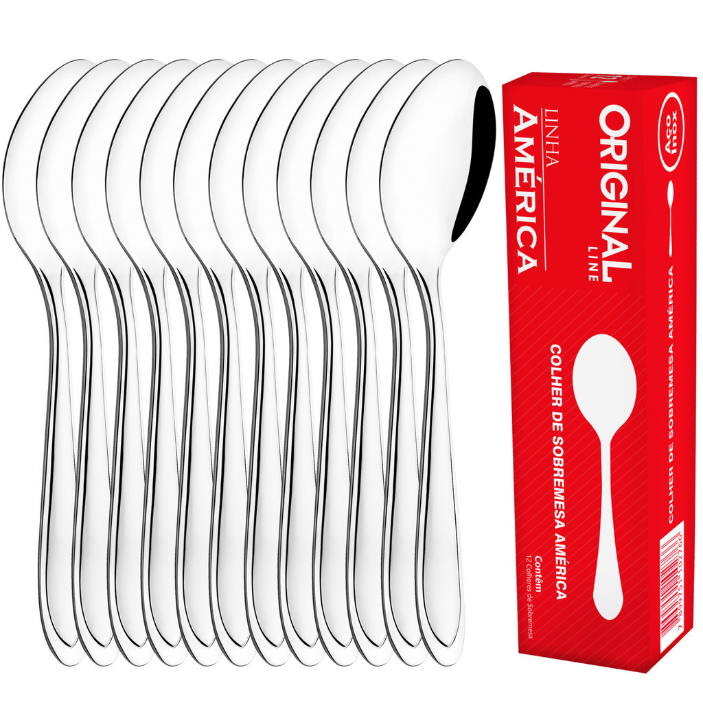 Jogo Aço Inox 12 Colher Sobremesa Buffet Restaurante Lanchonete Hotel Refeição Cozinha Original Line em Oferta na Shopee