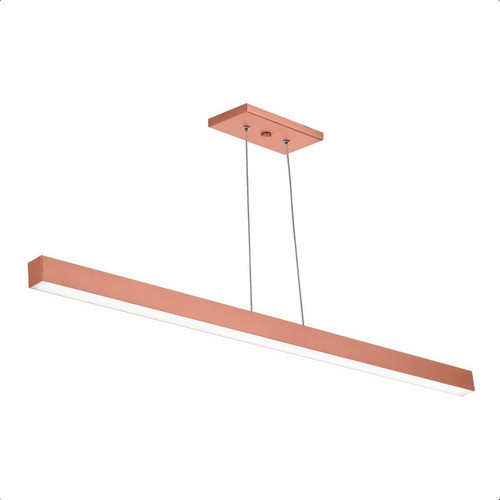 Luminária Pendente Escritório Retangular Linear Cobre 100cm - Várias Cores