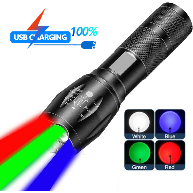 Tocha 4 Em 1 LED Com Vermelho , Verde , Branco , Luz Azul , Cores Múltiplas , Exterior , Tochas De Sinal , Zoomable for Astronomy , Visão Noturna , Caminhadas