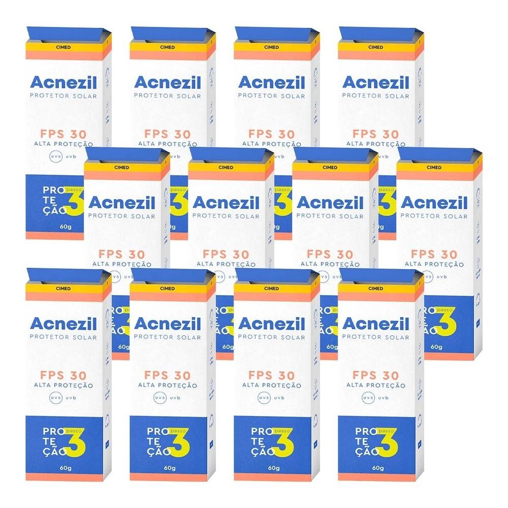 Kit 12 und Protetor Solar Acnezil FPS 30 Oil Control 60 g em Oferta na Shopee