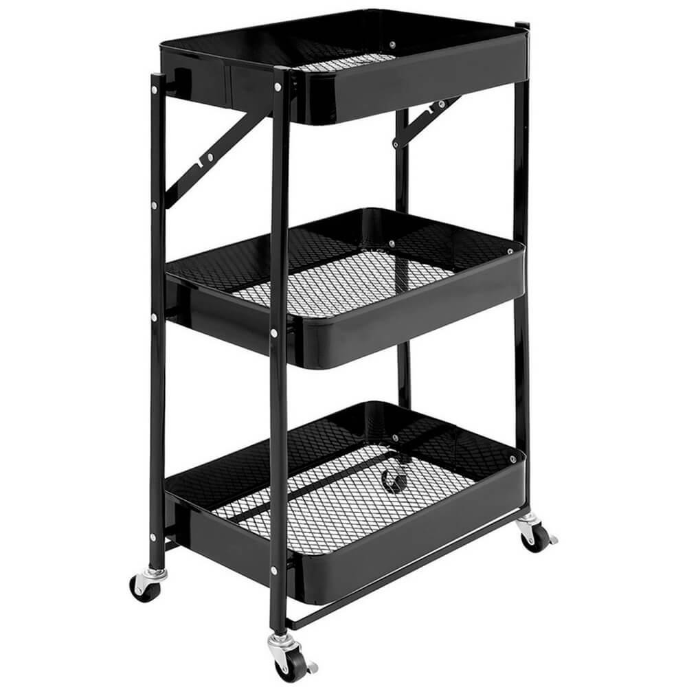 Carrinho Organizador Multiuso Dobrável Com Rodinhas 3 Prateleiras Fruteira Estante - Casambiente em Oferta na Shopee