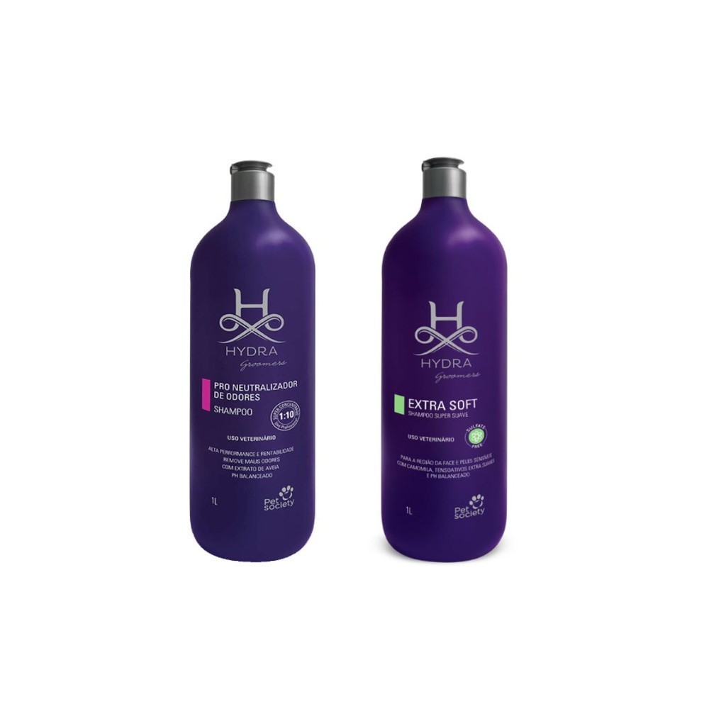 Neutralizador de Odores 1L e Shampoo Extra Soft 1L HYDRA em Oferta na Shopee