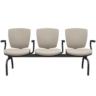 Cadeira Longarina 3 Lugares Aeroporto Recepção Preto Baixa Flexi P03 Vinil Bege - Lyam em Oferta na Shopee