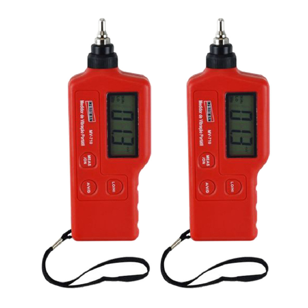 Kit 2 Medidor Vibração Velocidade Deslocamento Aceleração Haste Curta Longa Mv-710 Instrutherm