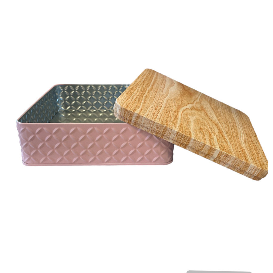 Lata de Metal Quadrada Texturizada - Rosa - 17x6cm - 1 unidade - Rizzo em Oferta na Shopee